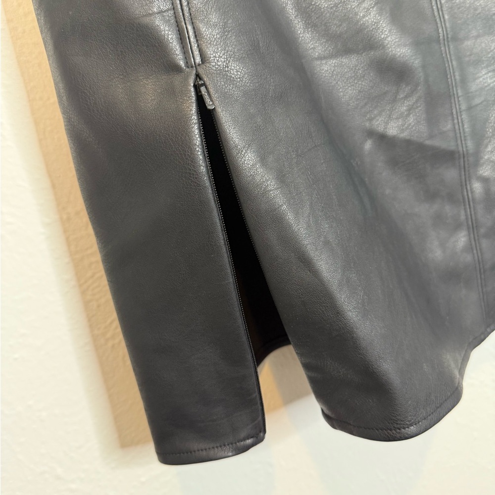 Elliatt One-Shoulder Faux Leather Mini Dress | Puff Sleeve Black Cocktail S - Picture 7 of 10